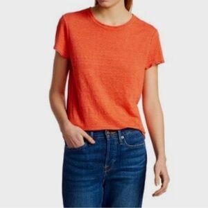 FRAME Linen Blend Orange Short Sleeve Tee – XS